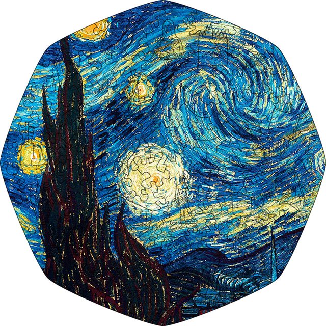 Фигурный деревянный пазл Звездная Ночь (Винсент Ван Гог) L