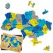 Патриотический деревянный пазл Карта Украины желто-синяя XL