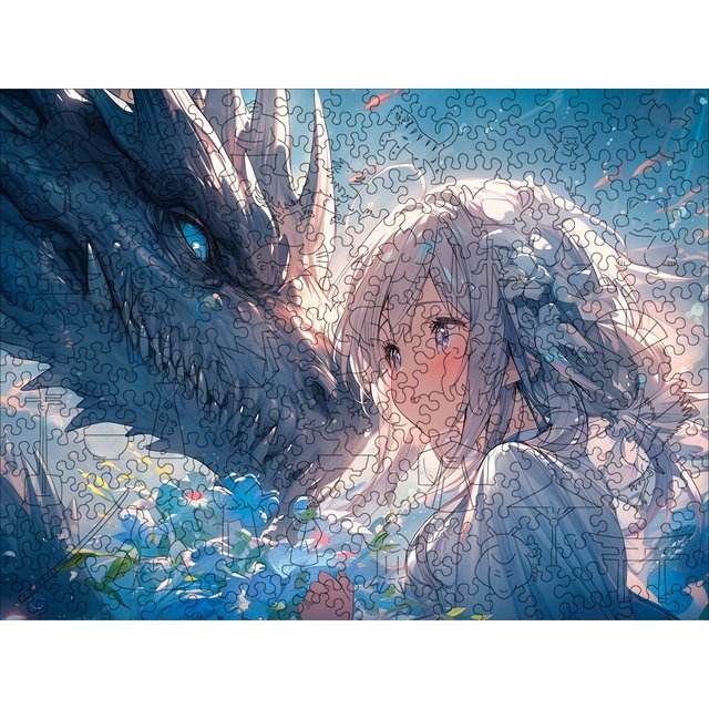 Дерев'яний пазл Аніме (Дівчина з блакитним драконом) L