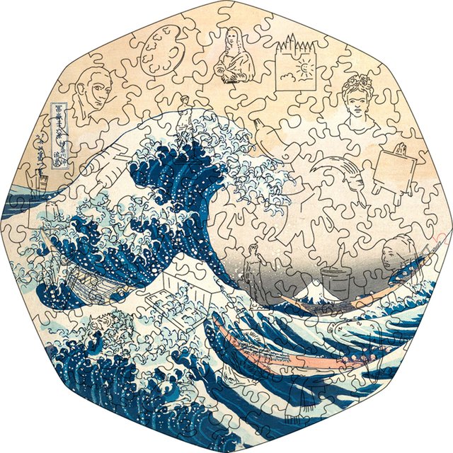Фигурный деревянный пазл Большая волна в Канагаве (Хокусай) XXL